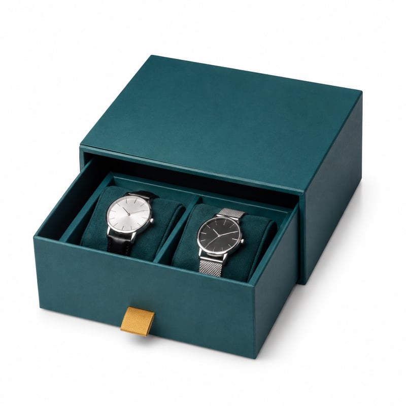 Boîte tiroir pour paire de montres