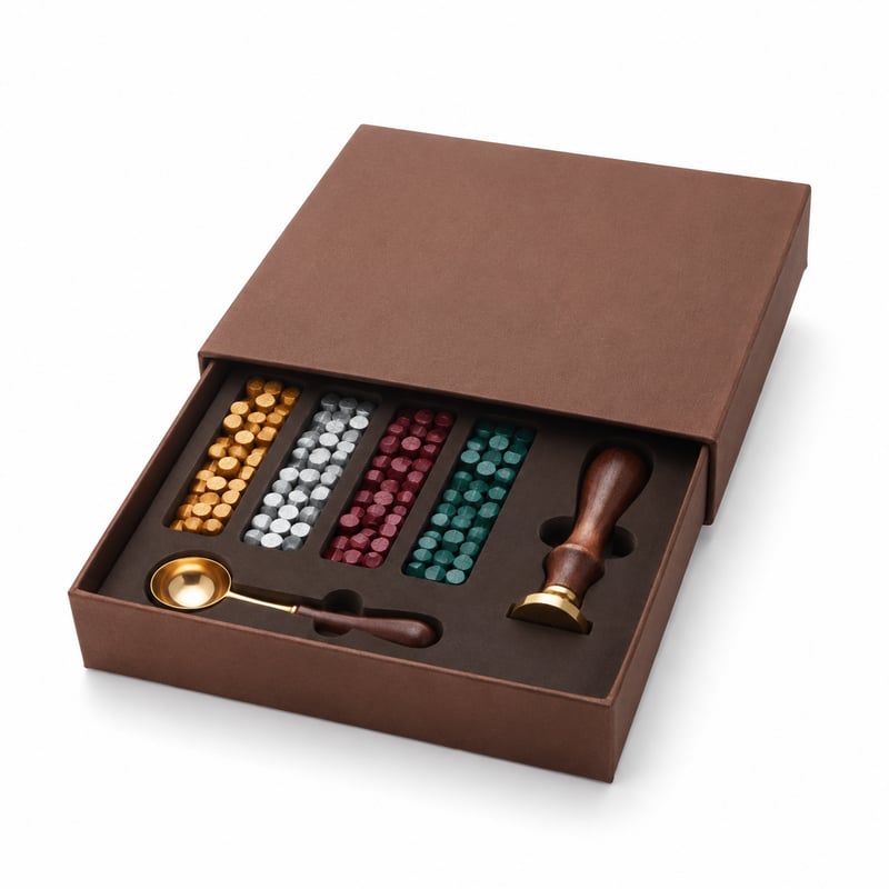 Boîte à tiroir pour kit de cachet de cire