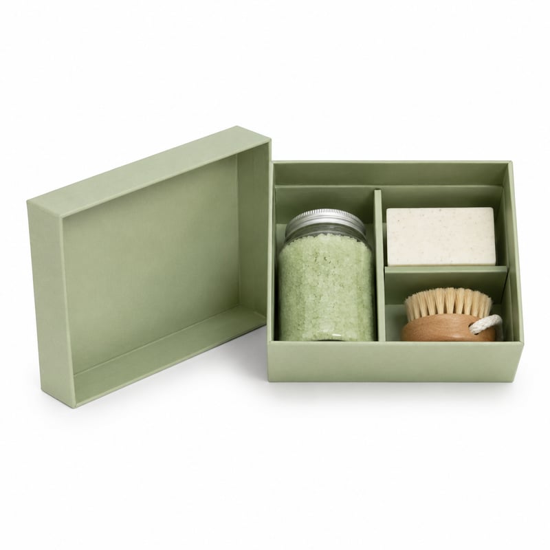 Boîte à couvercle et fond pour coffret de bain