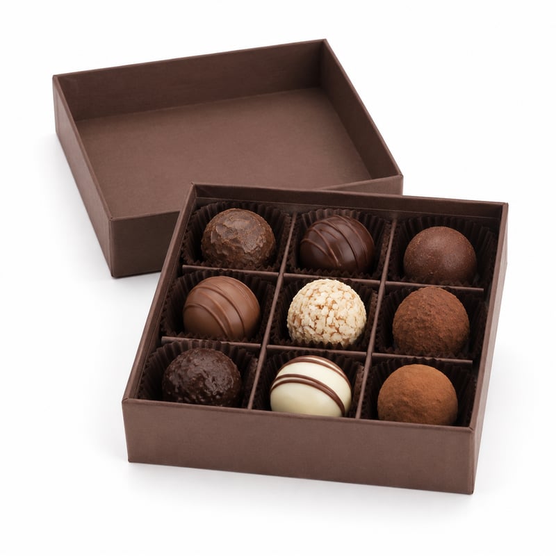 Boîte à couvercle et fond pour truffes