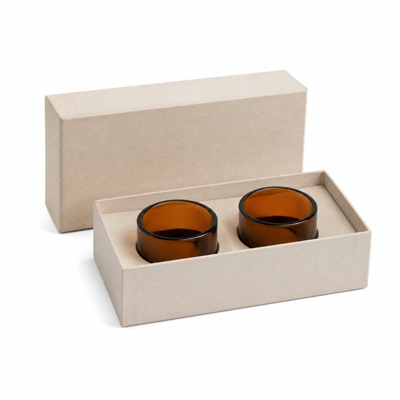 Boîte à couvercle et fond pour duo de bougies