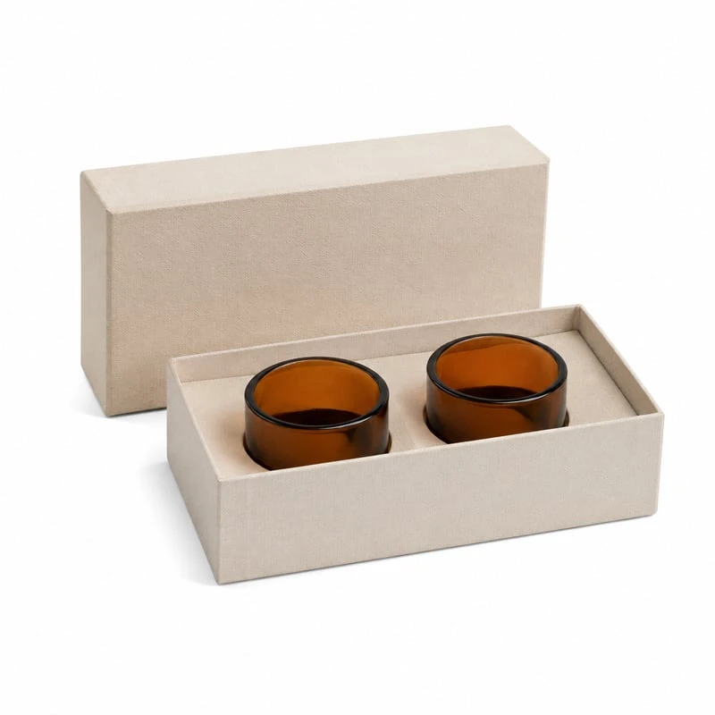 Boîte à couvercle et fond pour duo de bougies